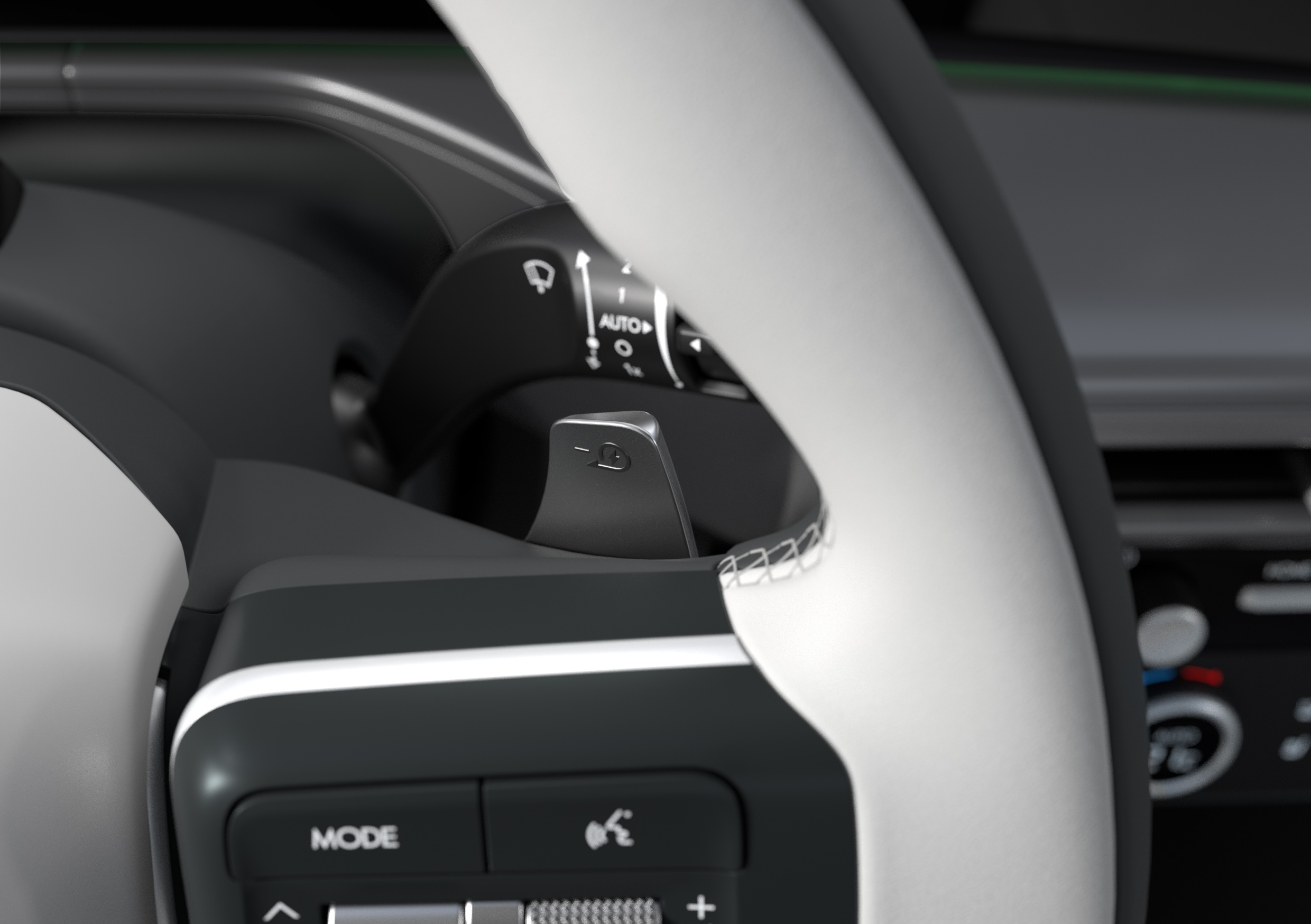 Paddle shifter on the steering wheel inside the Hyundai IONIQ 9 electric SUV.