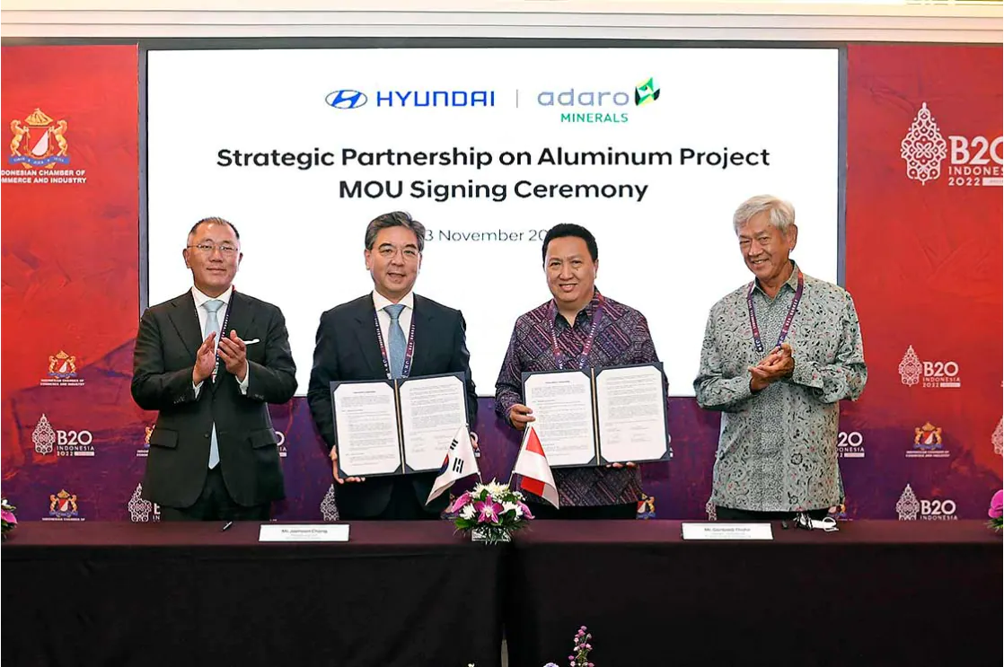 Hyundai and PT Adaro Minerals Indonesia Secure Aluminum Supply